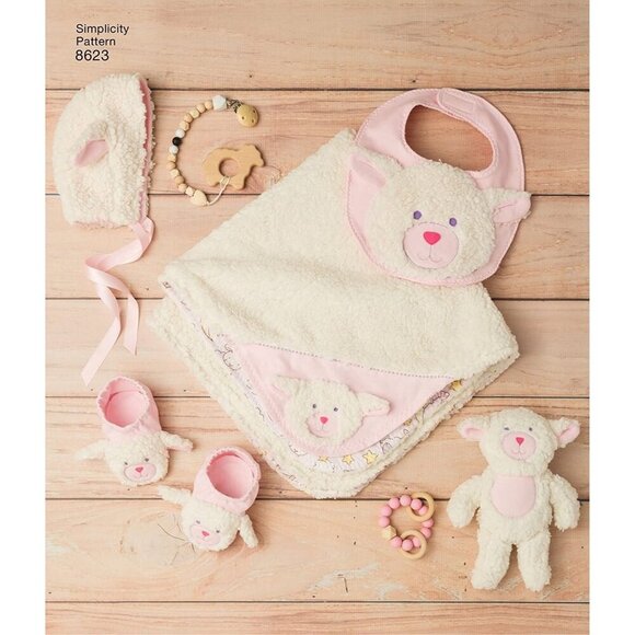 Simplicity Sewing Pattern 8623 Baby Hats Booties Bibs Lovey - Picture 5 of 6